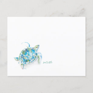 Watercolor Blue Green Sea Turtle Holiday Postcard
