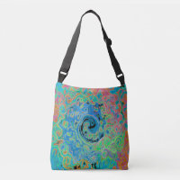 Watercolor Blue Groovy Abstract Retro Liquid Swirl