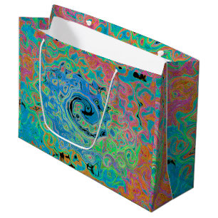 Watercolor Blue Groovy Abstract Retro Liquid Swirl Large Gift Bag
