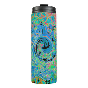 Watercolor Blue Groovy Abstract Retro Liquid Swirl Thermal Tumbler
