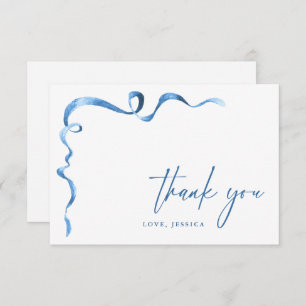 Watercolor Blue Hand Drawn Bow Thank You