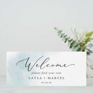 Watercolor Blue Hanging Seating Chart Header