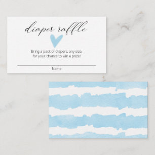 Watercolor blue heart modern diaper raffle tickets enclosure card
