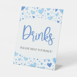 Watercolor Blue Hearts Valentine Drinks Sign