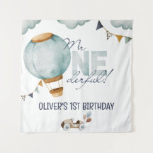 Watercolor Blue Hot Air Balloon Mr ONEderful Boy