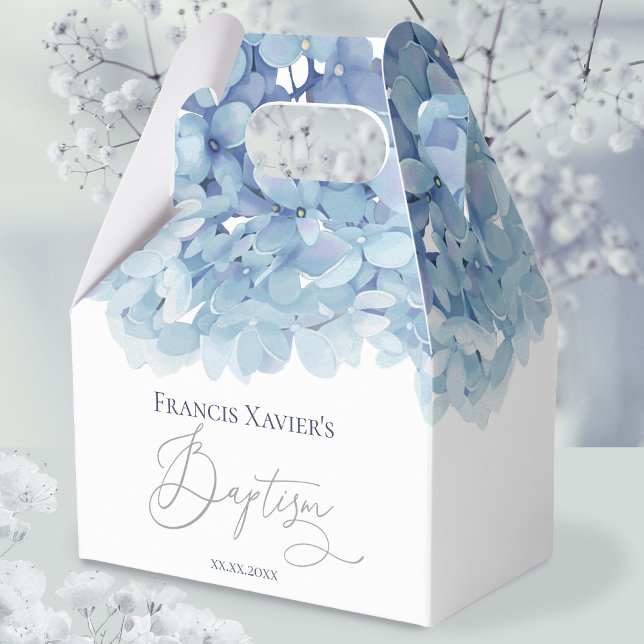 watercolor blue hydrangea Baptism Favour Box (Creator Uploaded)