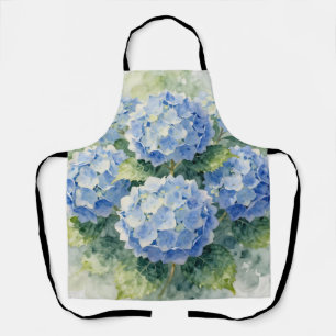 Watercolor Blue Hydrangea Bouquet Apron