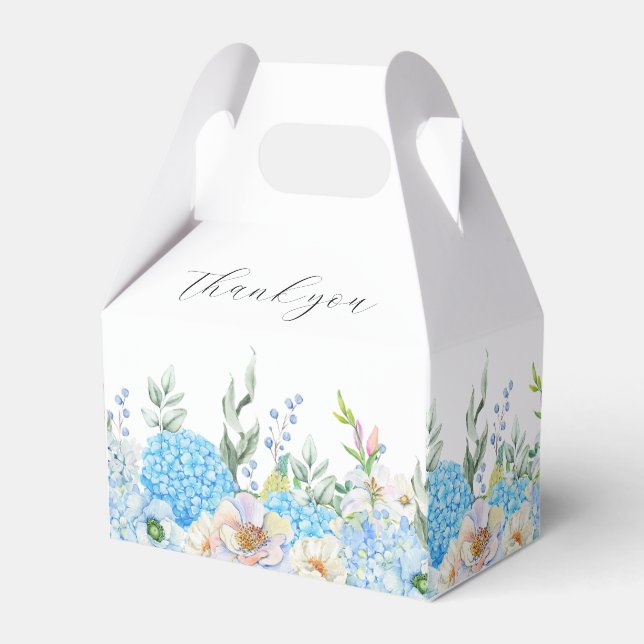 Watercolor Blue Hydrangea Favour Box (Front Side)