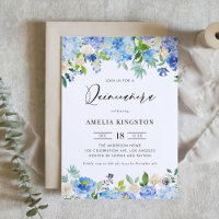 Watercolor Blue Hydrangea Floral Quinceañera