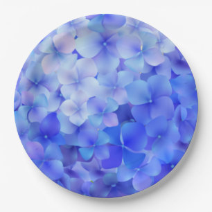 Watercolor Blue Hydrangea Paper Plate