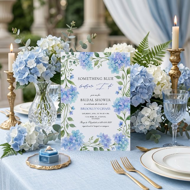 Watercolor Blue Hydrangea Something Blue Bridal  Invitation (Creator Uploaded)