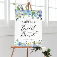 Watercolor Blue Hydrangeas Bridal Brunch Welcome