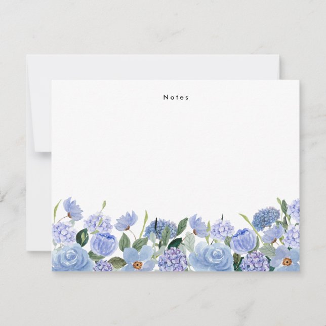 Watercolor Blue Hydrangeas Personalised Card (Front)