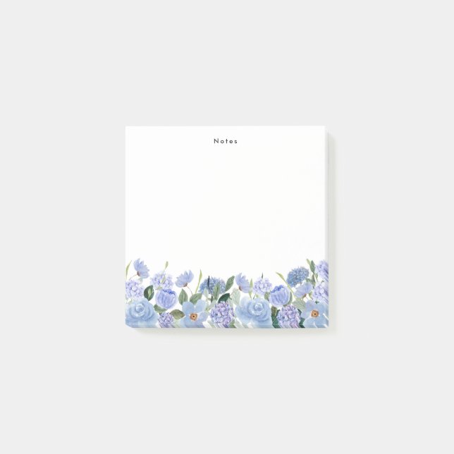 Watercolor Blue Hydrangeas Personalised Notepad (Front)