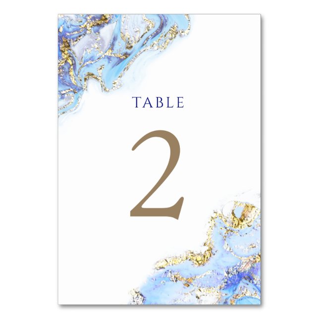 watercolor blue ink Table Number 2 (Front)