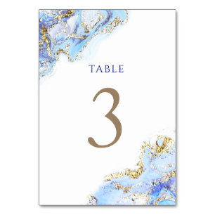 watercolor blue ink Table Number 3