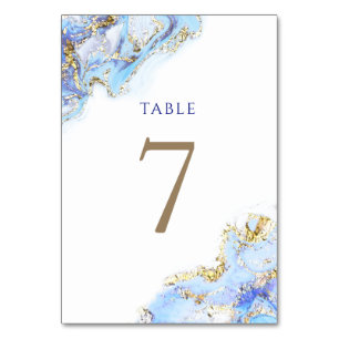 watercolor blue ink Table Number 7