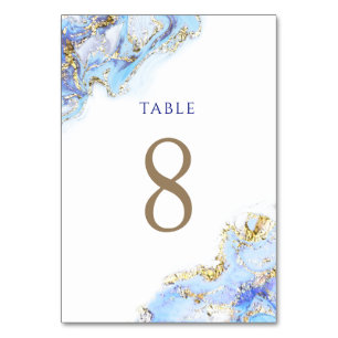 watercolor blue ink Table Number 8