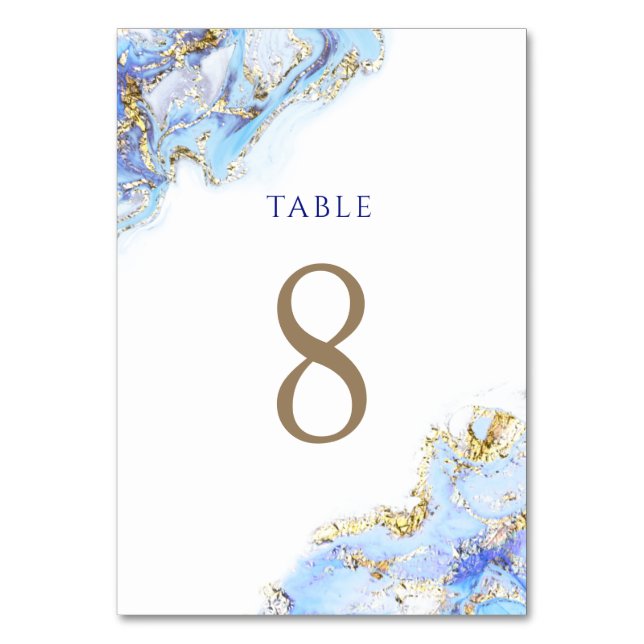 watercolor blue ink Table Number 8 (Front)