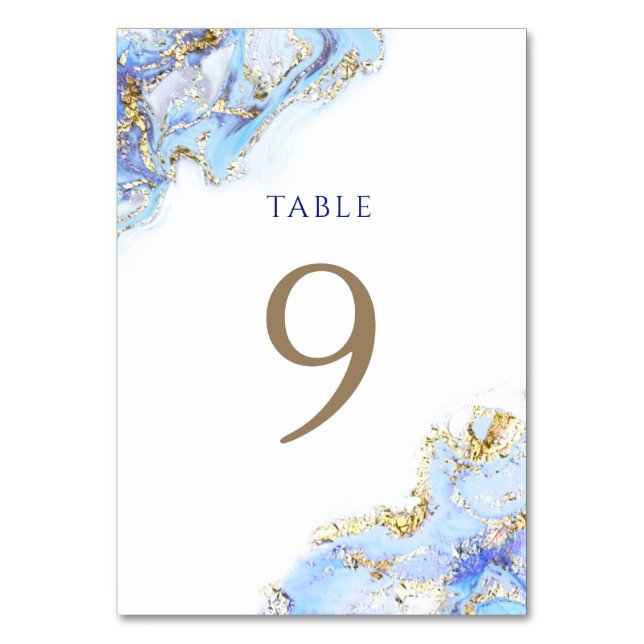 watercolor blue ink Table Number 9 (Front)