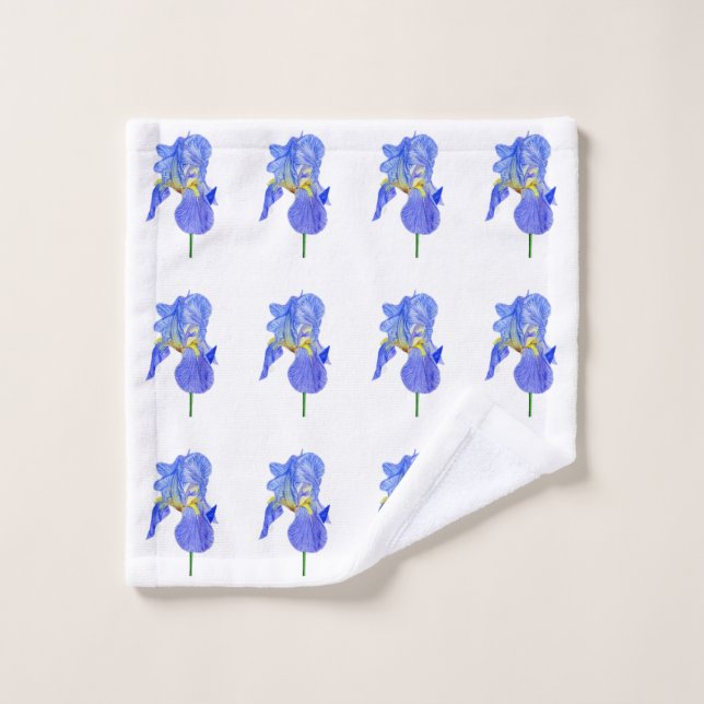 Watercolor Blue Iris Flower Wash Cloth (Wash Cloth)
