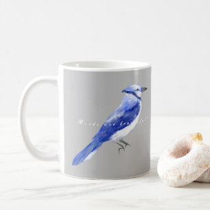 Watercolor Blue Jay deep navy blue saturated Coffee Mug