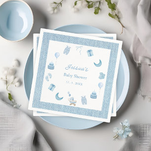 Watercolor Blue Jean Baby Denim Baby Shower  Napkin