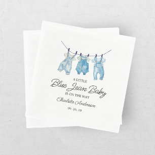 Watercolor Blue Jean Baby Shower Napkin