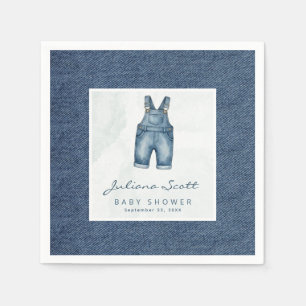 Watercolor Blue Jeans Baby Shower Denim  Napkin