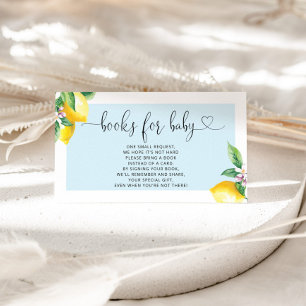 Watercolor blue lemon books for baby ticket enclosure card