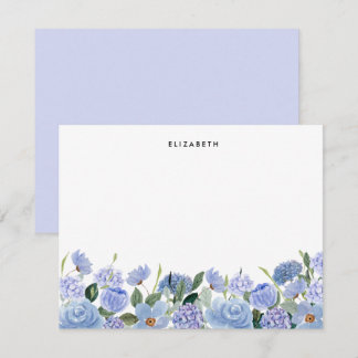 Watercolor Blue Lilac Hydrangeas Personalised Card