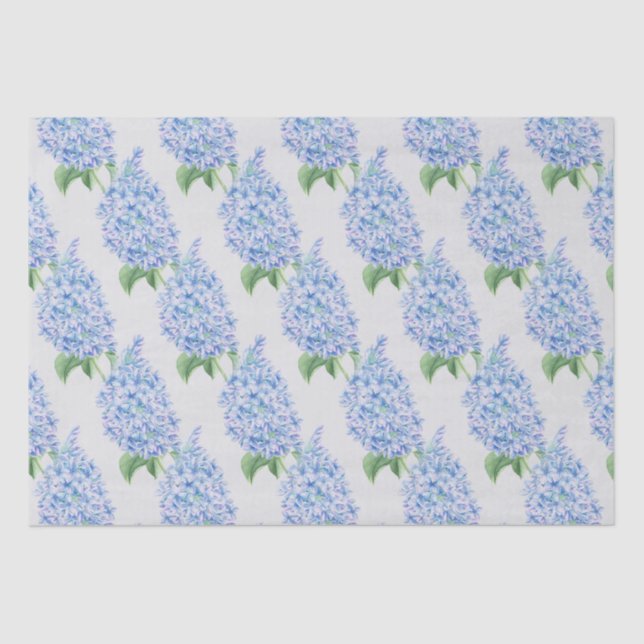 Watercolor Blue Lilacs Pattern Tissue Paper (Front)