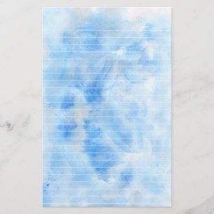 Watercolor Blue Lined Stationery