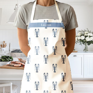 Watercolor Blue Lobster Coastal Apron