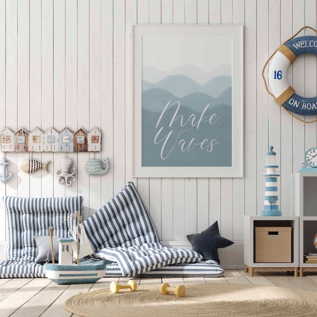 Watercolor blue make waves poster (Creator Uploaded)