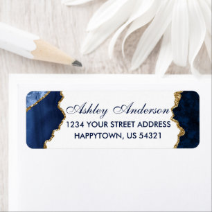 Watercolor Blue Marble Return Address Label