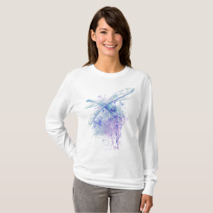 Watercolor Blue Mauve Dragonfly T-Shirt