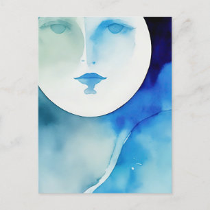 Watercolor Blue Moon Postcard