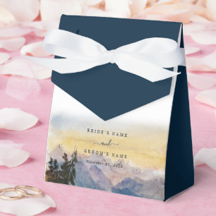 Watercolor Blue Mountains Pine Wedding Favour Box