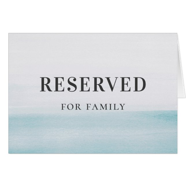 Watercolor blue nautical wedding reserved sign (Front Horizontal)