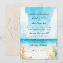 Watercolor Blue Ocean Beach Wedding