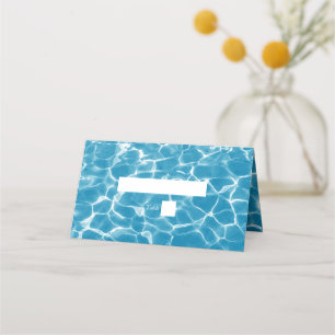 Watercolor Blue Ocean Beach Wedding Place Card