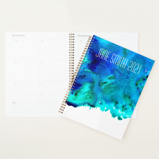Watercolor blue ocean colourful design planner (Display)
