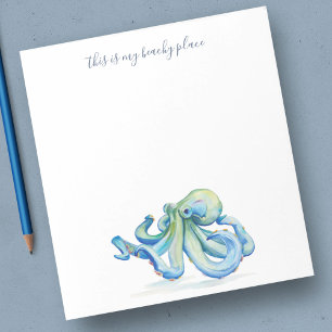 Watercolor Blue Octopus Personalised Stationery Notepad