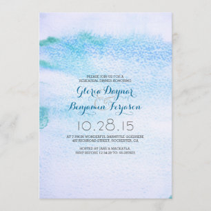 Watercolor Blue Ombre rehearsal dinner Invitation
