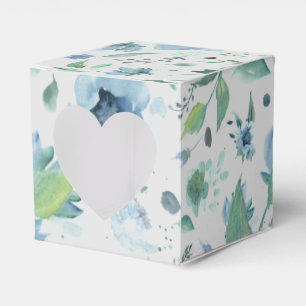 Watercolor Blue on Light Grey Floral Favour Box