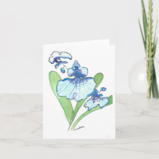 Watercolor Blue Orchid Greeting Card w/envelope