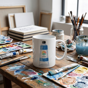 Watercolor Blue Paint Tube Illustration Coffee Mug