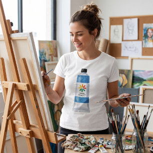 Watercolor Blue Paint Tube Illustration T-Shirt