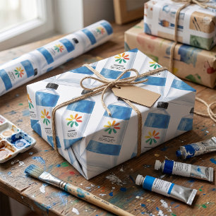 Watercolor Blue Paint Tube Illustration Wrapping Paper